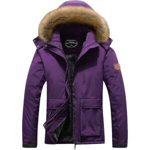 Women's Mountain Waterproof Purple Ski Snow Jacket Winter Warm Cozy Hooded Coat